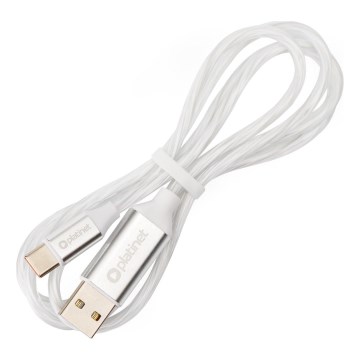 USB кабел USB-A / USB-C съединител с LED подсветка 18W 1m бял