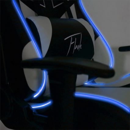 VARR Flash геймърски стол с LED RGB подсветка + дистанционно черен/бял