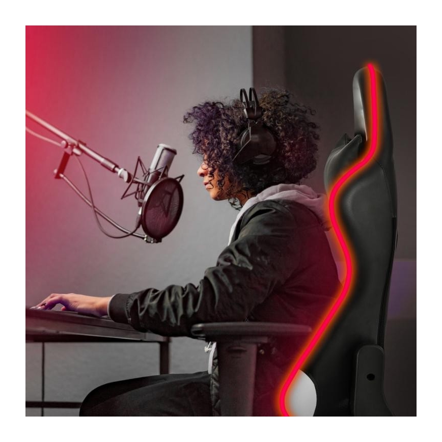 VARR Flash геймърски стол с LED RGB подсветка + дистанционно черен/бял