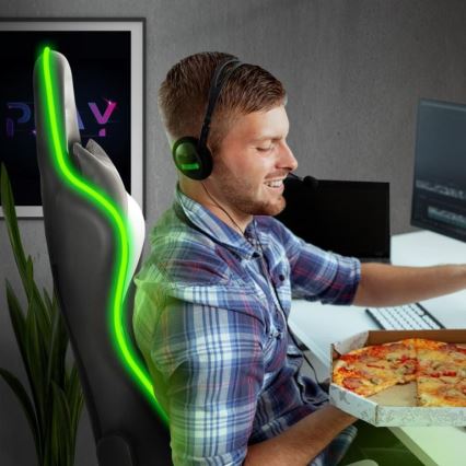 VARR Flash геймърски стол с LED RGB подсветка + дистанционно черен/бял