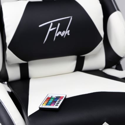 VARR Flash геймърски стол с LED RGB подсветка + дистанционно черен/бял