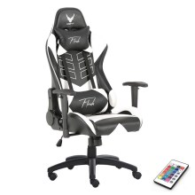 VARR Flash геймърски стол с LED RGB подсветка + дистанционно черен/бял