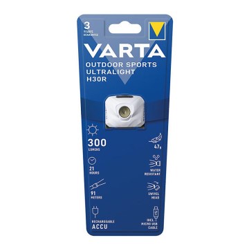 Varta 18631101401 - LED регулируема презареждаема челна лампа OUTDOOR SPORTS LED/5V 600 mAh IPX4 бяла
