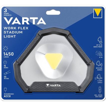 Varta 18647101401 - преносима работна LED лампа WORK FLEX LED/12W/5V 5200 mAh IP54