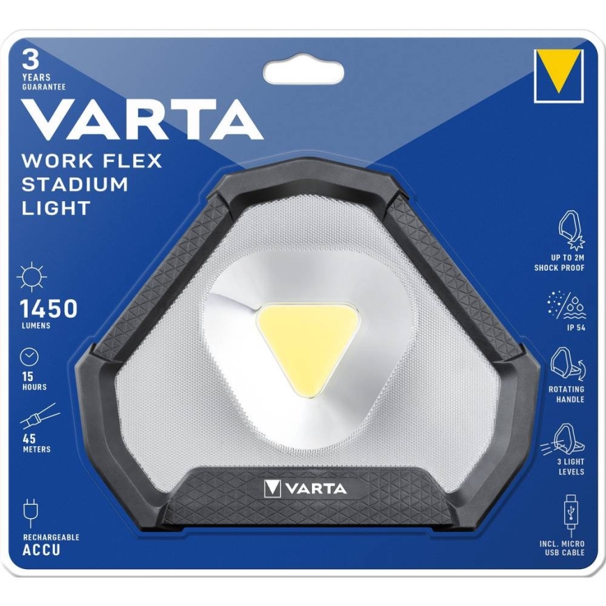 Varta 18647101401 - преносима работна LED лампа WORK FLEX LED/12W/5V 5200 mAh IP54