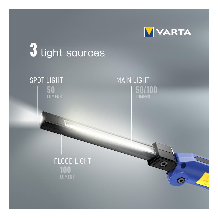 Varta 18649101401 - LED Акумулаторно фенерче WORK FLEX F20R LED/5V IP54