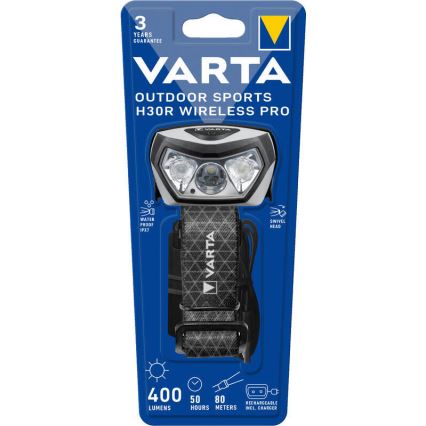 Varta 18650101401 - LED Димируем акумулаторен челник с безжично зареждане OUTDOOR SPORTS LED/5V 1800 mAh IPX7