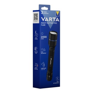 Varta 18922101111 - LED акумулаторен фенер с вграден power bank NIGHT CUTTER PRO F40R LED/USB IP67 5200 mAh