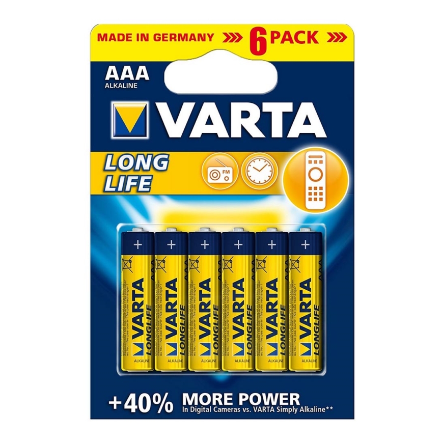 Varta 4103 - 6 ks Алкални батерии LONGLIFE EXTRA AAA 1,5V