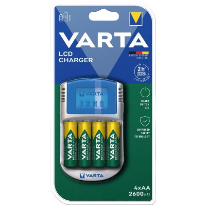 Varta 57070201451 - LCD Зарядно устройство за батерии 4xAA/AAA 2600mAh 5V