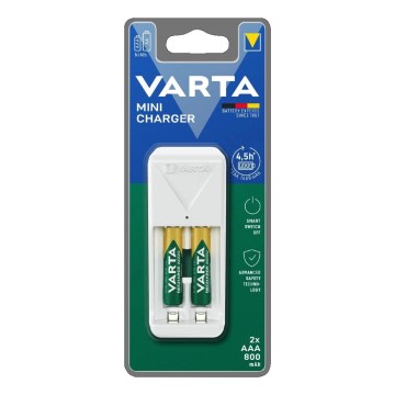 Varta 57656201421 - Зарядно устройство за батерии 2xAA/AAA 800 mAh 230V