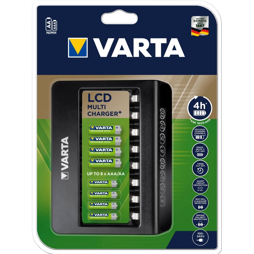 Varta 57681 - LCD Смарт зарядно устройство 8xAA/AAA зареждане 2ч