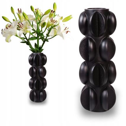 Ваза 37x15 см, смола, матово-черна