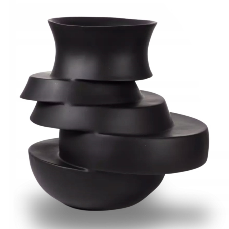 Ваза 38x33x36 см смола/матова черна