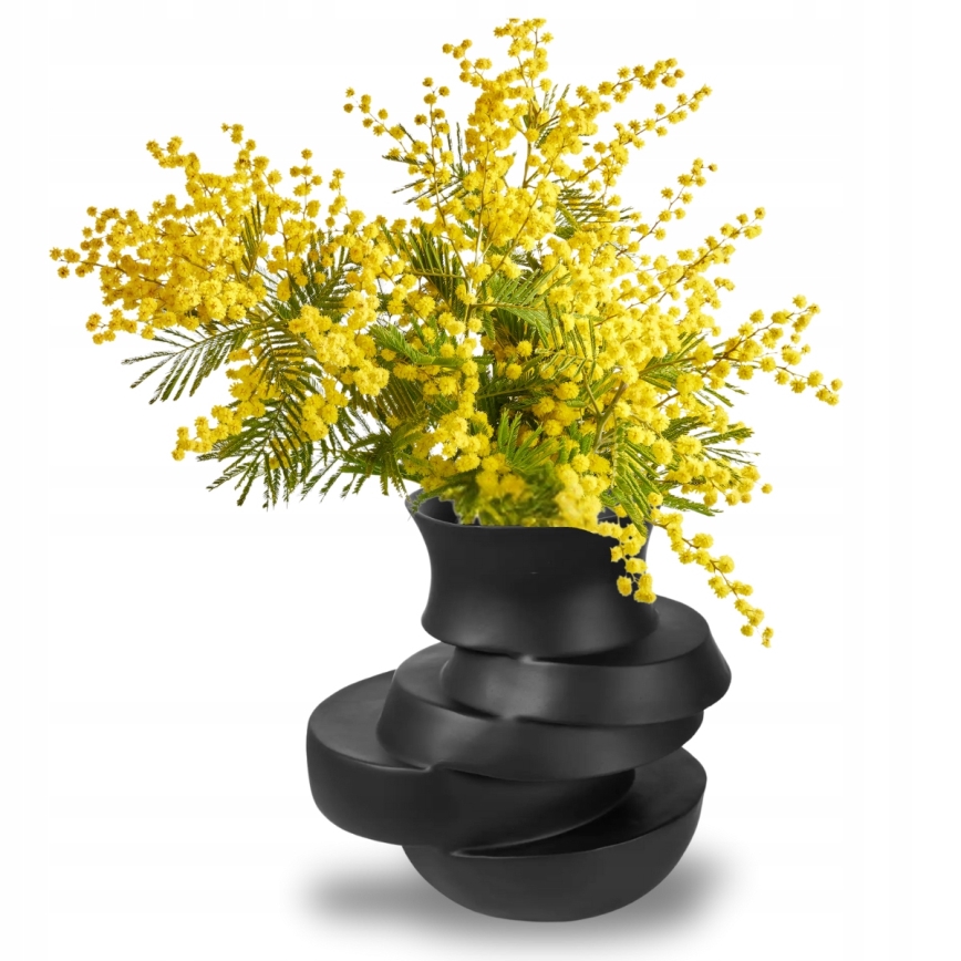 Ваза 38x33x36 см смола/матова черна