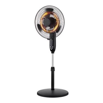 Вентилатор на стойка с нагревател 35W/2000W/230V, диаметър 40 см, черен + дистанционно управление