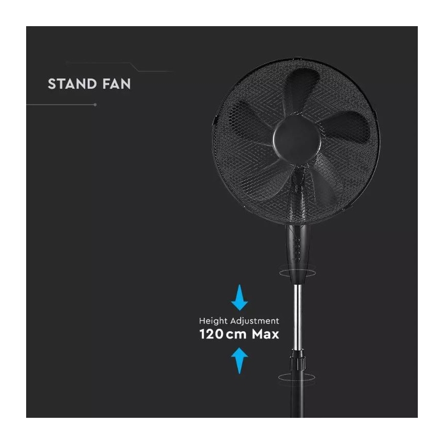 Вентилатор на стойка Ø 43 cm 55W/230V черен