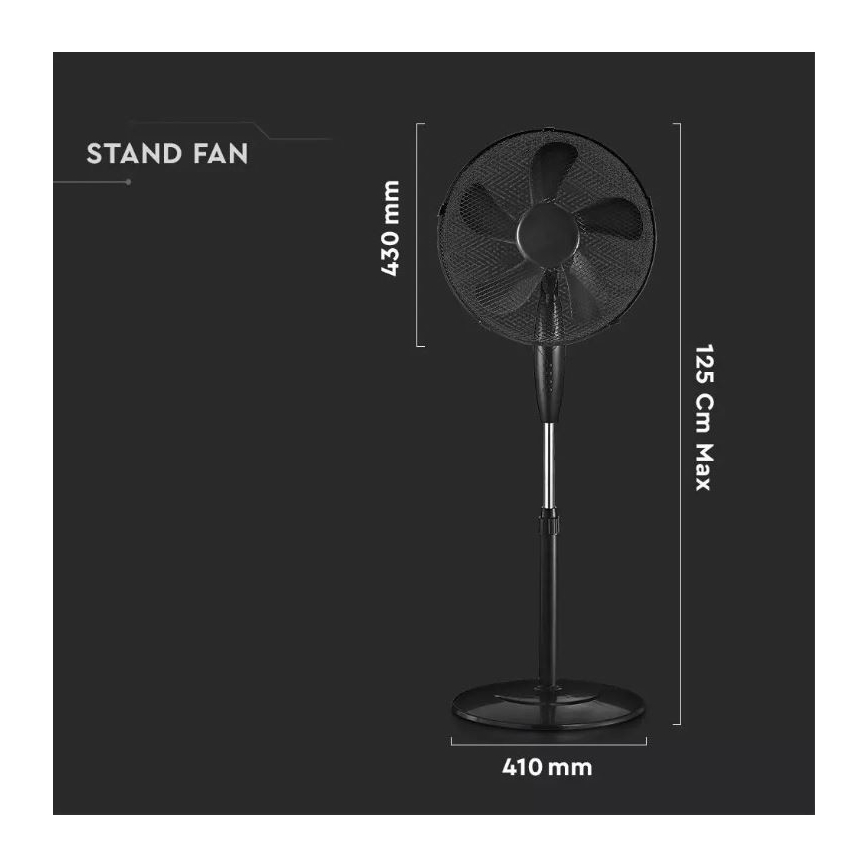 Вентилатор на стойка Ø 43 cm 55W/230V черен