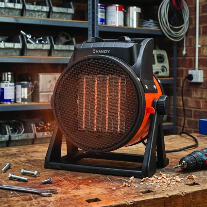 Вентилатор с керамичен нагревател 1000/2000W/230V оранжев/черен