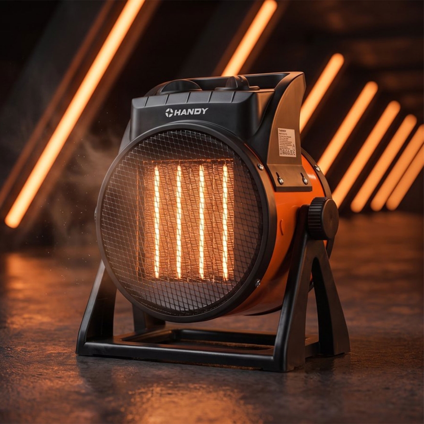 Вентилатор с керамичен нагревател 1000/2000W/230V оранжев/черен