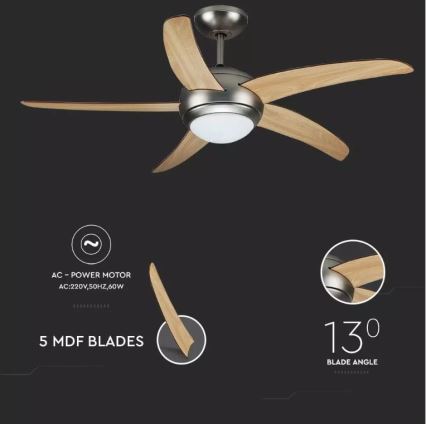 Вентилатор за таван 2xE27/20W/230V Ø 132 см + дистанционно управление