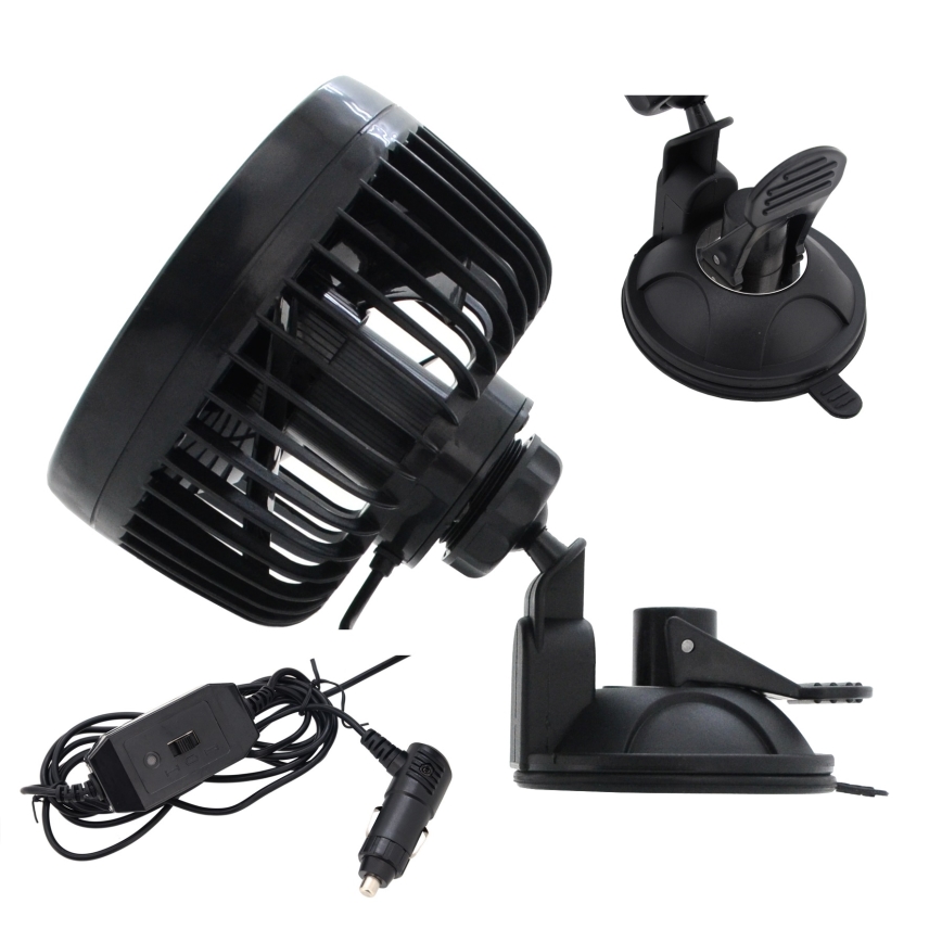Вентилатор за кола с вендуза 4W/12V черен