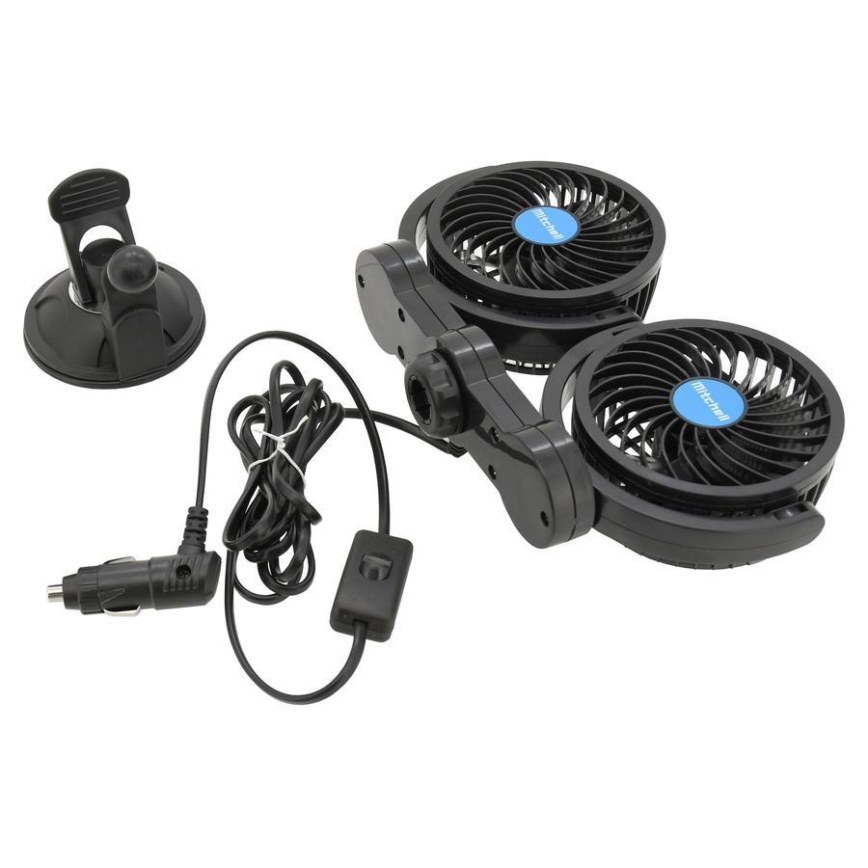 Вентилатор за кола с вендуза 7W/12V черен