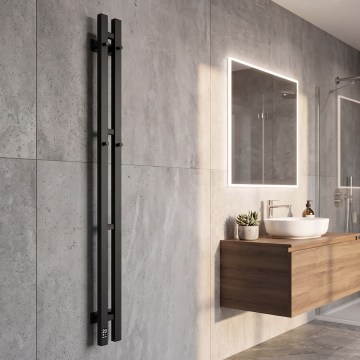 Vertaduro - Електрически сушилник за кърпи с термостат VEO 70W/230V 120x9 cm IP44 черен десен