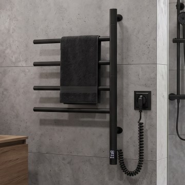 Vertaduro - Електрически въртящ се сушилник за хавлии с термостат ARA 60W/230V 65x49 cm IP44 черен