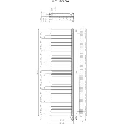Vertaduro - Полотенцесушител с термостат LUCY 800W 177x50 cm антрацит