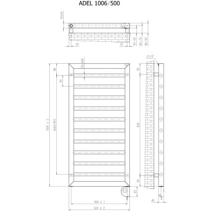 Vertaduro - Радиатор за баня ADEL с термостат, 400 Вт, 100 x 50 см, антрацит