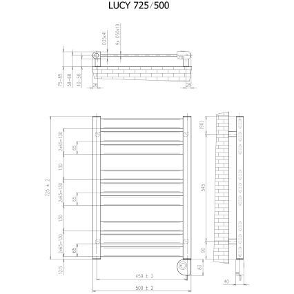 Vertaduro - Радиатор за баня LUCY с термостат, 400 W, 73 x 50 см, антрацит
