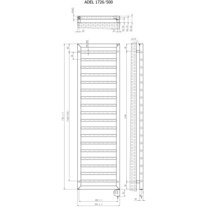 Vertaduro - Радиатор за баня с термостат ADEL 600 W 172x50 см таупе