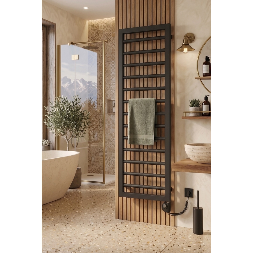 Vertaduro - Радиатор за баня с термостат ADEL 600W 128x50 cm антрацит