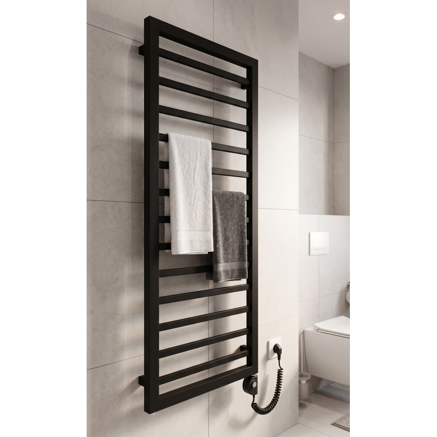 Vertaduro - Радиатор за баня с термостат ADEL 600W 128x50 см черен