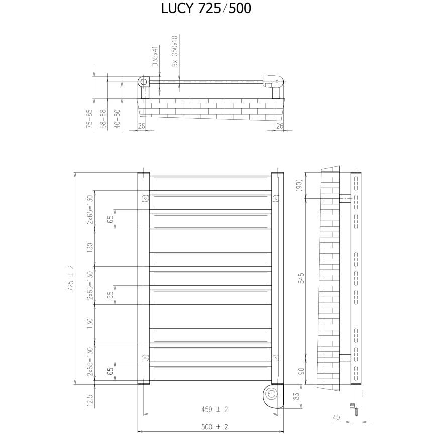 Vertaduro - Радиатор за баня с термостат LUCY 400W 73x50 см черен
