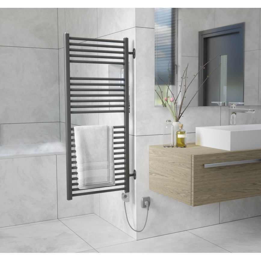 Vertaduro - Радиатор за баня с термостат MEG 600W 118x50 cm антрацит