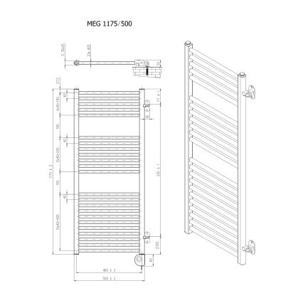 Vertaduro - Радиатор за баня с термостат MEG 600W 118x50 cm антрацит