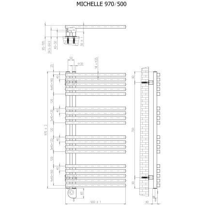 Vertaduro - Радиатор за баня с термостат MICHELLE 600W 97x50 cm бял