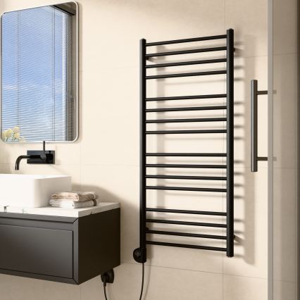 Vertaduro - Радиатор за баня с термостат SIMONE 400W 114x50 см черен