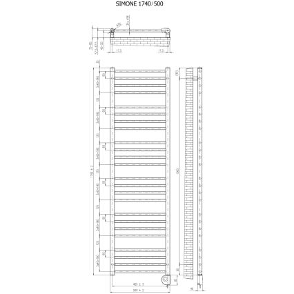 Vertaduro - Радиатор за баня с термостат SIMONE 600W 174x50 cm таупе