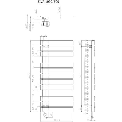 Vertaduro - Радиатор за баня с термостат ZIVA 500W 109x50 cm таупе