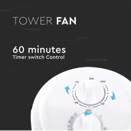 Вертикален вентилатор с таймер 45W/230V бял
