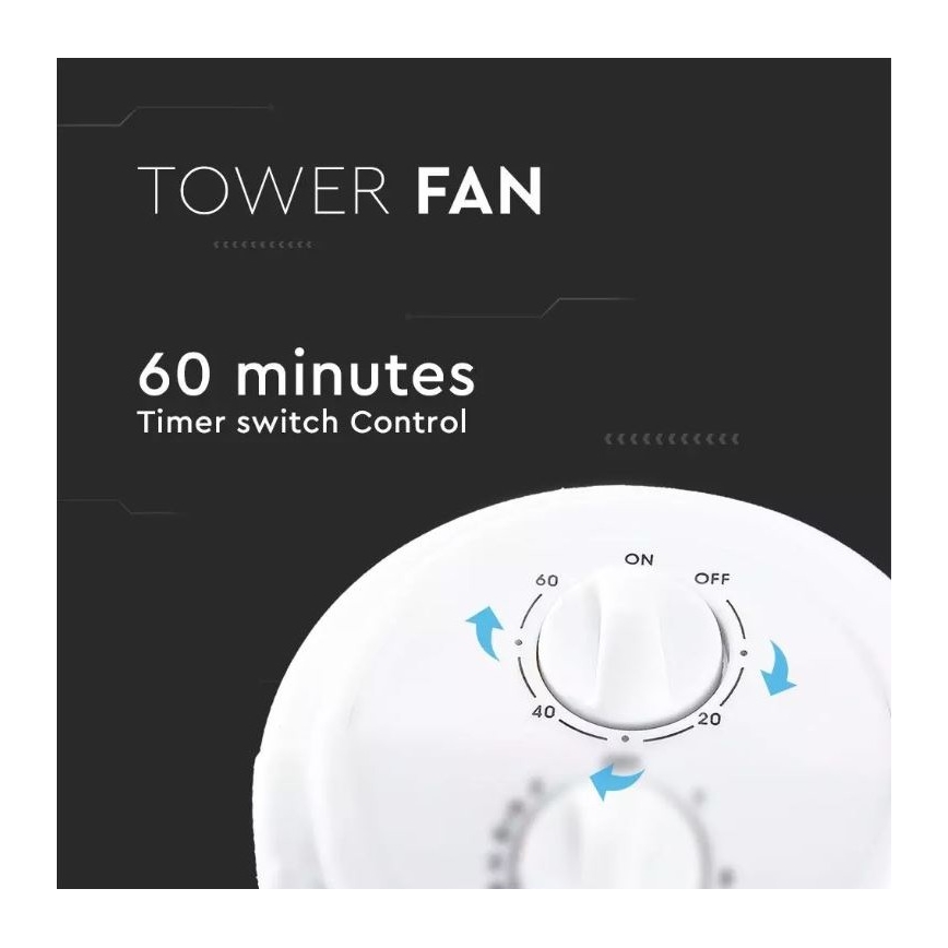 Вертикален вентилатор с таймер 45W/230V бял