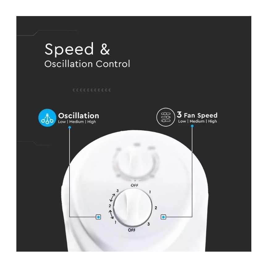 Вертикален вентилатор с таймер 45W/230V бял