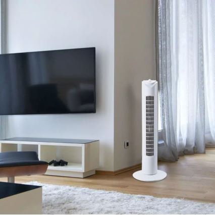 Вертикален вентилатор с таймер 45W/230V бял