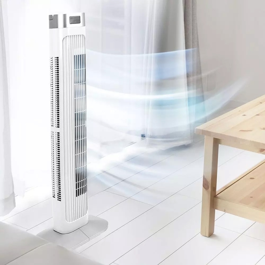Вертикален вентилатор с термометър с дистанционно управление 55W/230V