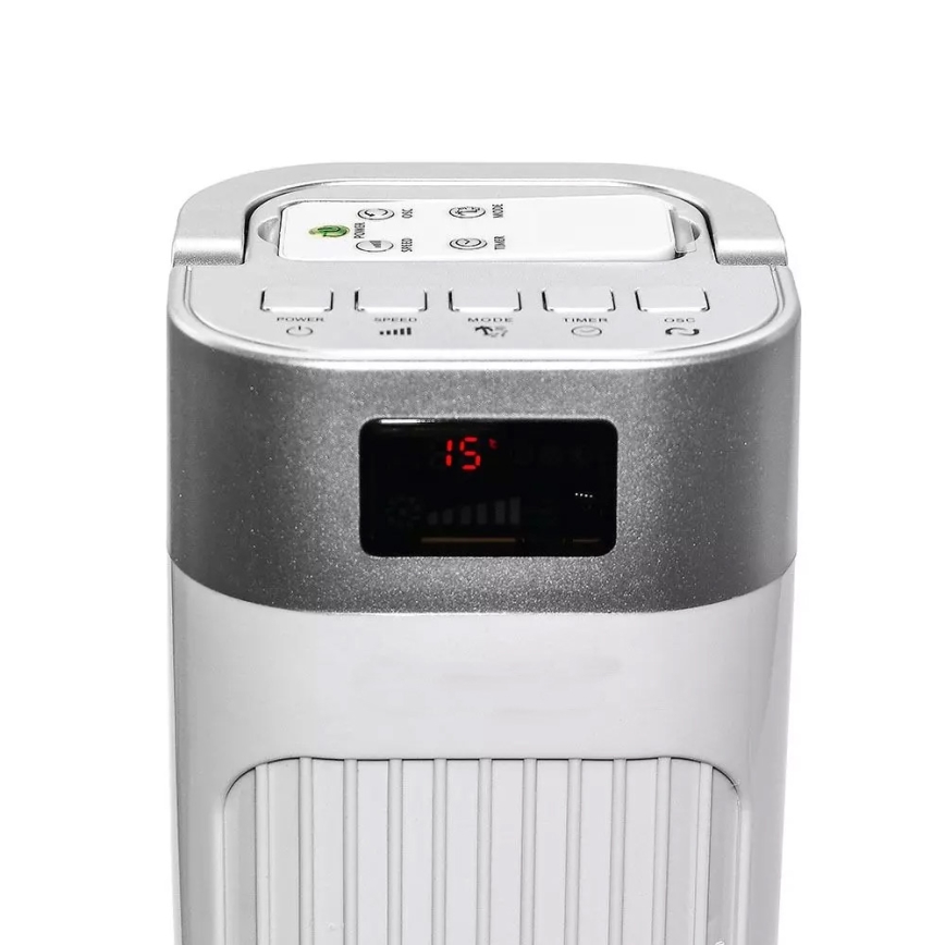 Вертикален вентилатор с термометър с дистанционно управление 55W/230V