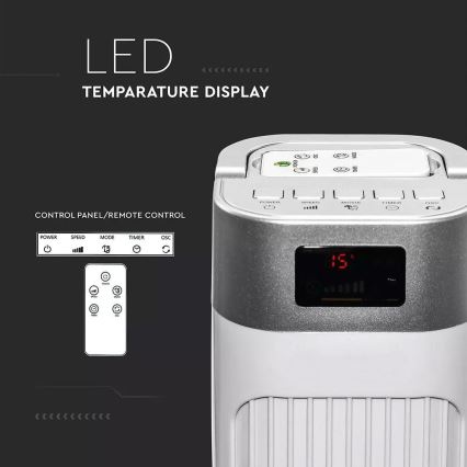 Вертикален вентилатор с термометър с дистанционно управление 55W/230V