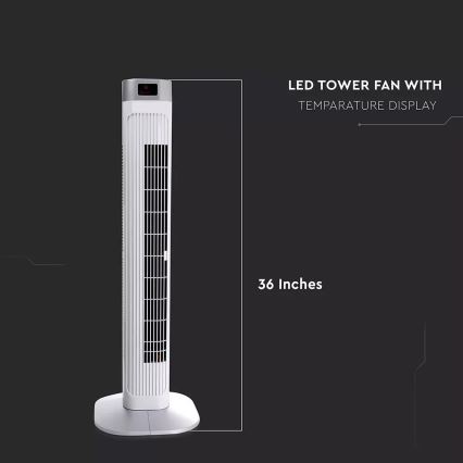 Вертикален вентилатор с термометър с дистанционно управление 55W/230V
